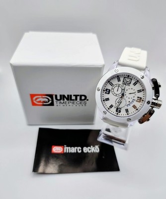   MARC ECKO Herren Armbanduhr   Chronograph, weißes Design, sportlich