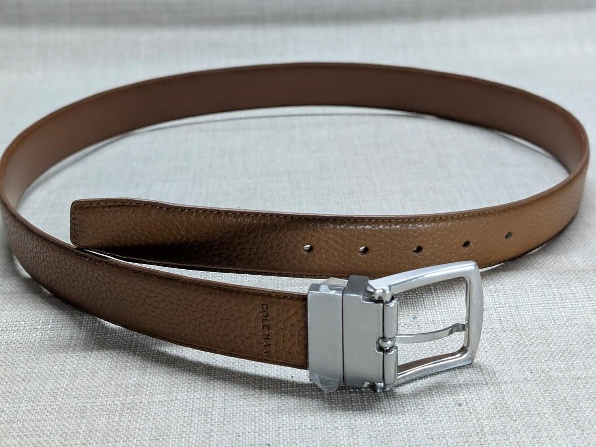 Cole Haan Leather Chain link belt multicolor L/38 unisex Beveled Edge Modern 3PC Belt Set in Brown | Cole Haan main image 2