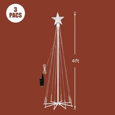 3 Pack 4FT Christmas Cone Tree Lights, 8 Modes for Lawn Porch Indoor Outdoor