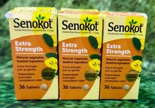 (3) Senokot Extra Strength Natural Vegetable Laxative 36 Ct EXP 03/2028