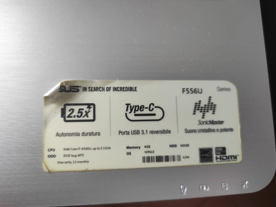 Asus Sonicmaster 🔈portatile 15" intel i7 4gb Ram 500gb HDD Series F556U - Immagine 3 di 4