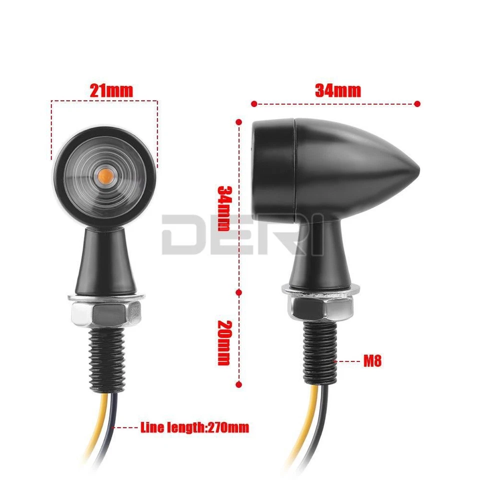 Mini intermitente de luz ámbar intermitente LED para motocicleta Harley Davidson B Foto 3 de 4
