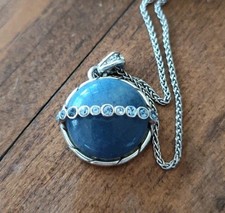 Brighton Halo Odyssey Round Pendant Necklace Blue Stone With Crystals
