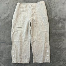 Chico's 100 Linen Pull On Crop Wide Leg Pants Women's size 2 US 12
