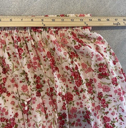 Zara Damen LANGER gefütterter MAXI Rock Größe L Kordelzug ROSA GEBLÜMT gebraucht - Bild 5 von 8