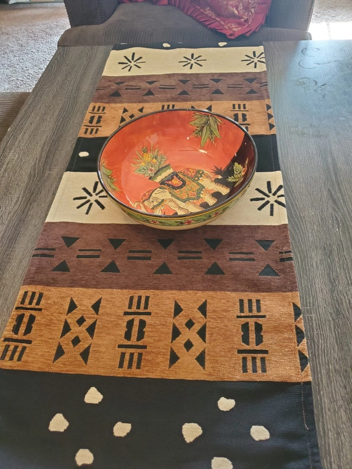 Vintage Aztec Mayan Style Table Runner Rustic Western Made S. Africa 8'th Avenue - Image 3 of 4