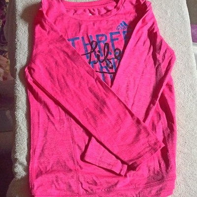 adidas Girls 2-Piece Activewear Set S 7/8 Pink Logo Tee + Gray Leggings