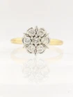 14K Solid 2-Tone Gold 2.7g Diamond Cluster Blooming Flower Cocktail Ring Size-6