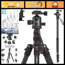 Foldable 78.7" Aluminum Camera Tripod  Monopod, 360  Ball Head, 33lb Capacity