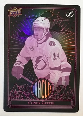 CONOR GEEKIE 2024-25 RC ROOKIE UD EXTENDED ORACLES PINK HOLO  INSERT LIGHTNING