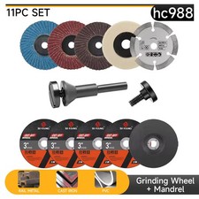 11Pcs 3inch Cut Off Disc Stone Grinding Wheel With Mandrel Kit For Angle Grinder