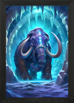Blaues Mammut Eiszeit gerahmtes Wandbild Poster Leinwanddruck Bild