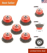 5 Pack 3 Inch Coarse Crimped Wire Cup Brush for Angle Grinder with 5/8 Inch-1...