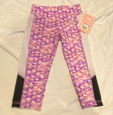 Marika Girls S Geometric Capri Leggings Pull-On Stretch Yoga Purple Pink