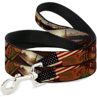 Dog Leash 6-FEET Surfboard Cali Scenes/Us Flag Stacked Brown (Us Import)