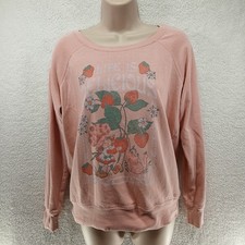 Strawberry Shortcake Pink Retro Sweatshirt Distressed Sun Faded Oversized Small