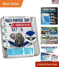 5x7 Waterproof Tarp - Versatile, Lightweight Outdoor Cover in Blue and Silver