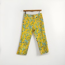 VTG Lilly Pulitzer Pants Straight Leg Cropped Size 4 Monkey Floral Yellow Retro
