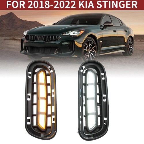 For Kia Stinger 2018-22 LED DRL Fog Lights Daytime Running Lamps Pair 2Pcs GOOD - Picture 13 of 19