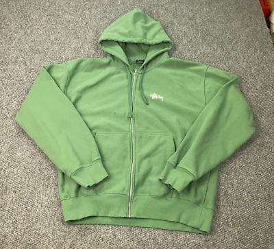 Stussy Basic Zip Hoodie Mens XXL Green Sweatshirt | eBay