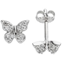 Ohrstecker Schmetterlinge Mit WeißEn Zirkonia 925 Silber Ohrringe Ohrschmuck