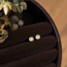 Tiny Opal Stud Earrings, White Green and Blue Opal Stud Earrings, Fire Opal