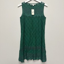 NWT $128 Max Studio Women's Dress Size S Small Sleeveless Dark Green Lace Dress