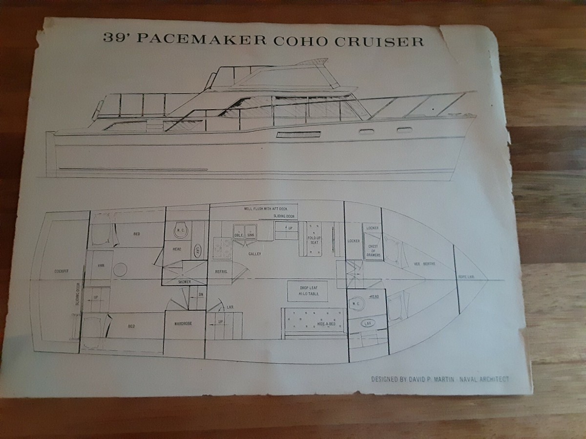 VTG 1967 39' PACEMAKER COHO CRUISER LAYOUT & FULL SPECIFICATIONS