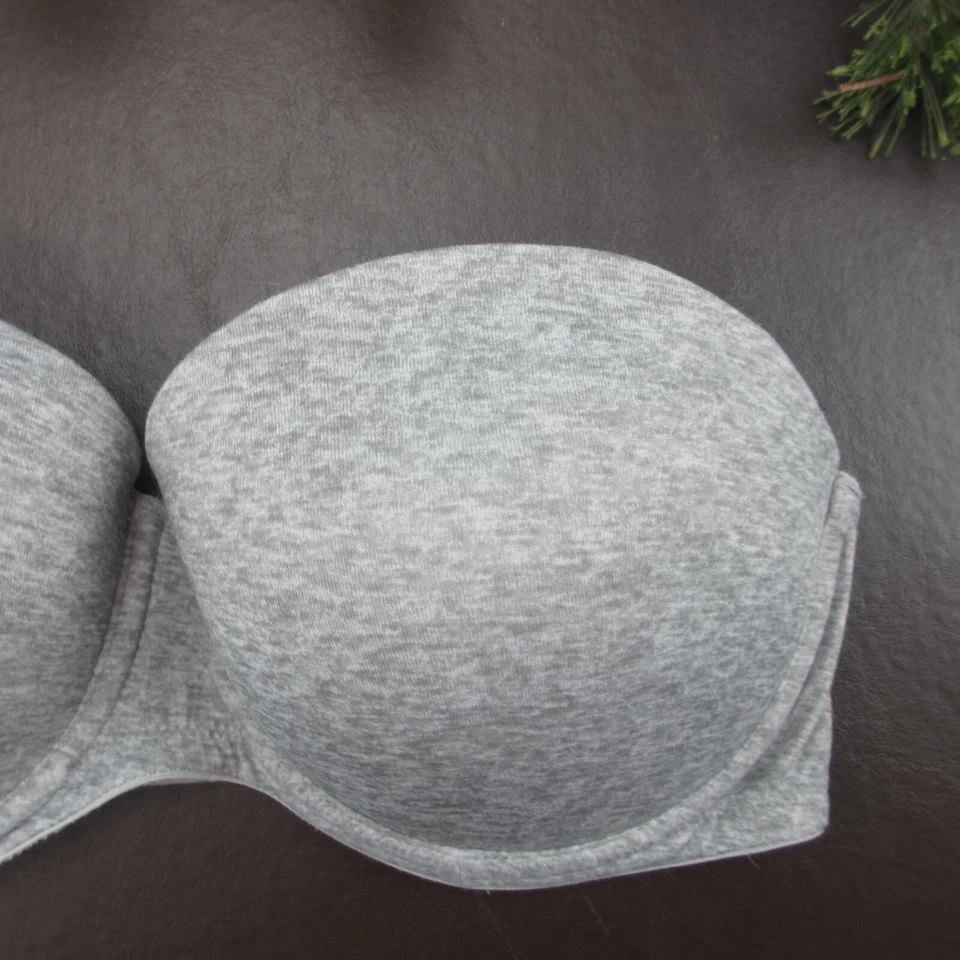 Sujetador Victoria's Secret 34D Gris Sin Tirantes Acolchado Push-up Cierre Trasero Foto 4 de 4