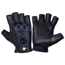 Half Finger biker gloves, Mix leather Gloves, Sheep Leather, driving gloves