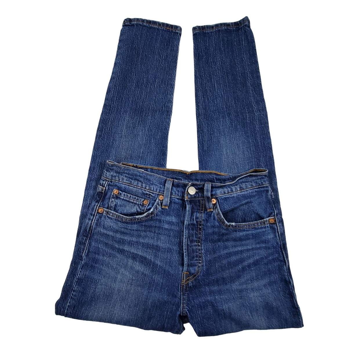 Levi's 501 Mens Jeans sz W26 L30 Skinny mid rise med wash denim