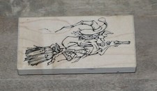 Witch Flying Broomstick 1994 Visual Image Printery Rubber Stamp Halloween