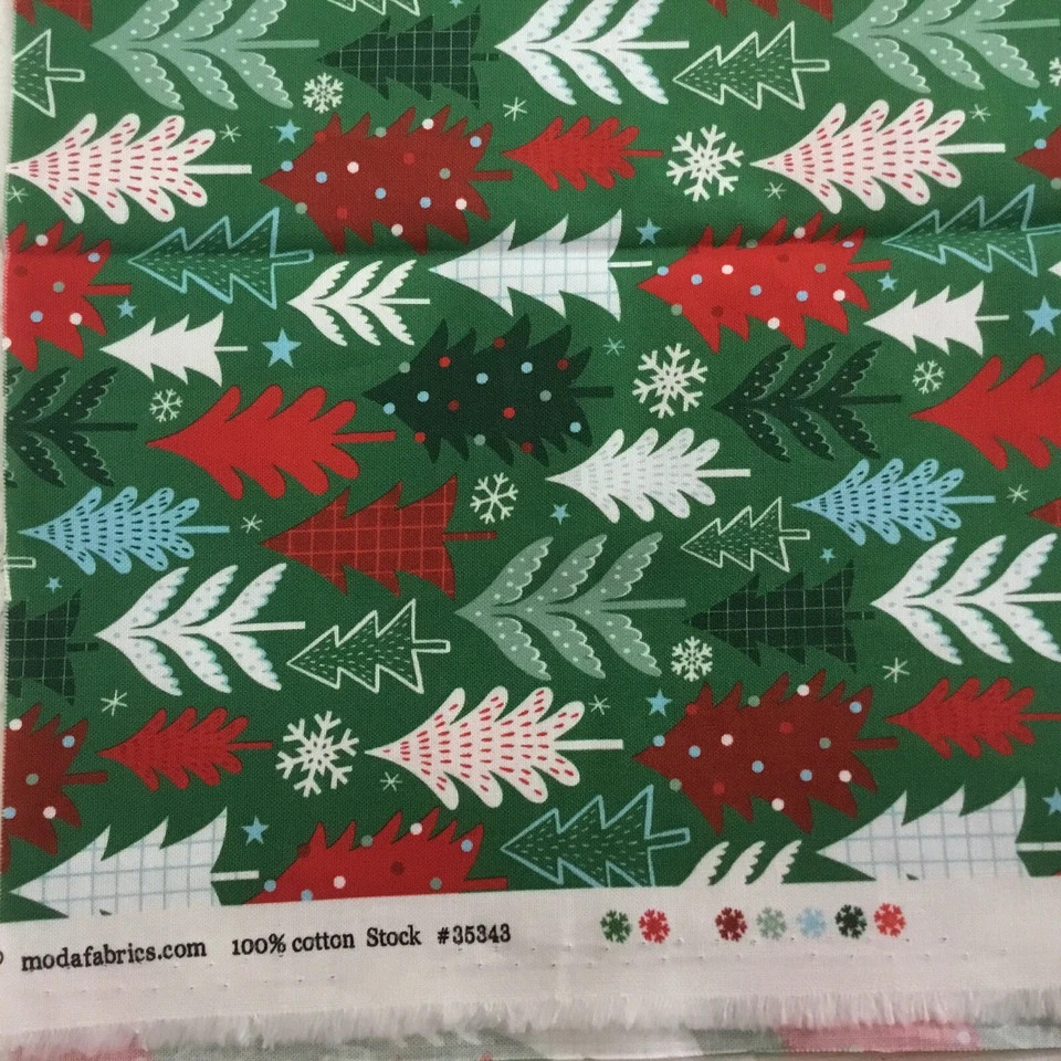 Moda JOLLY SEASON 35345 13 Christmas Trees ABI HALL Quilt Fabric ~ FQ 18” x 22” - Image 2 of 2