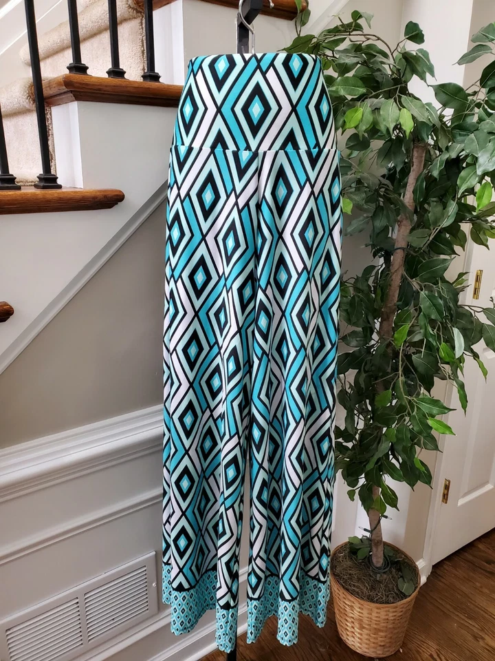 Женские разноцветные брюки Palazzo с высокой посадкой из полиэстера New Directions размер S - Изображение 3 из 4