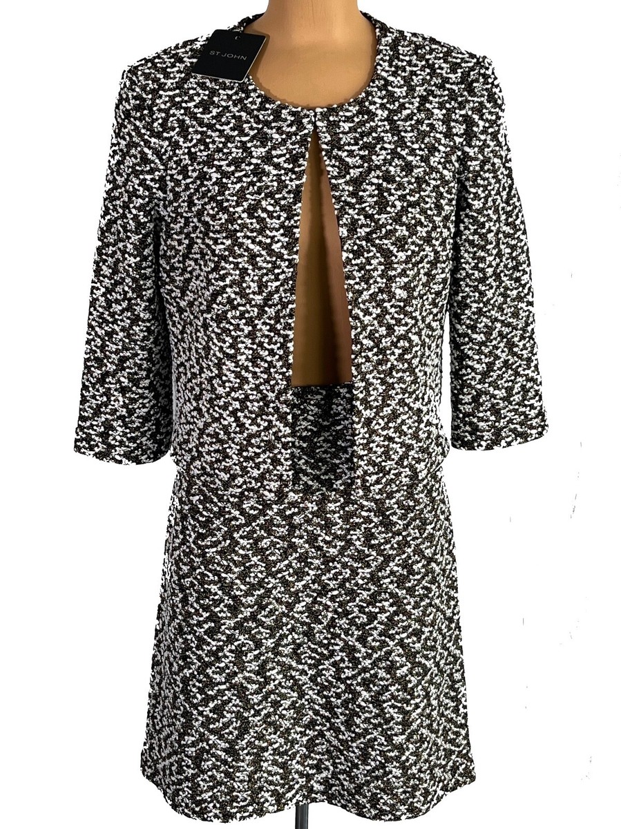NWT ST. JOHN Knits Gold Metallic Slub Knit Jacket Blazer  display picture 3