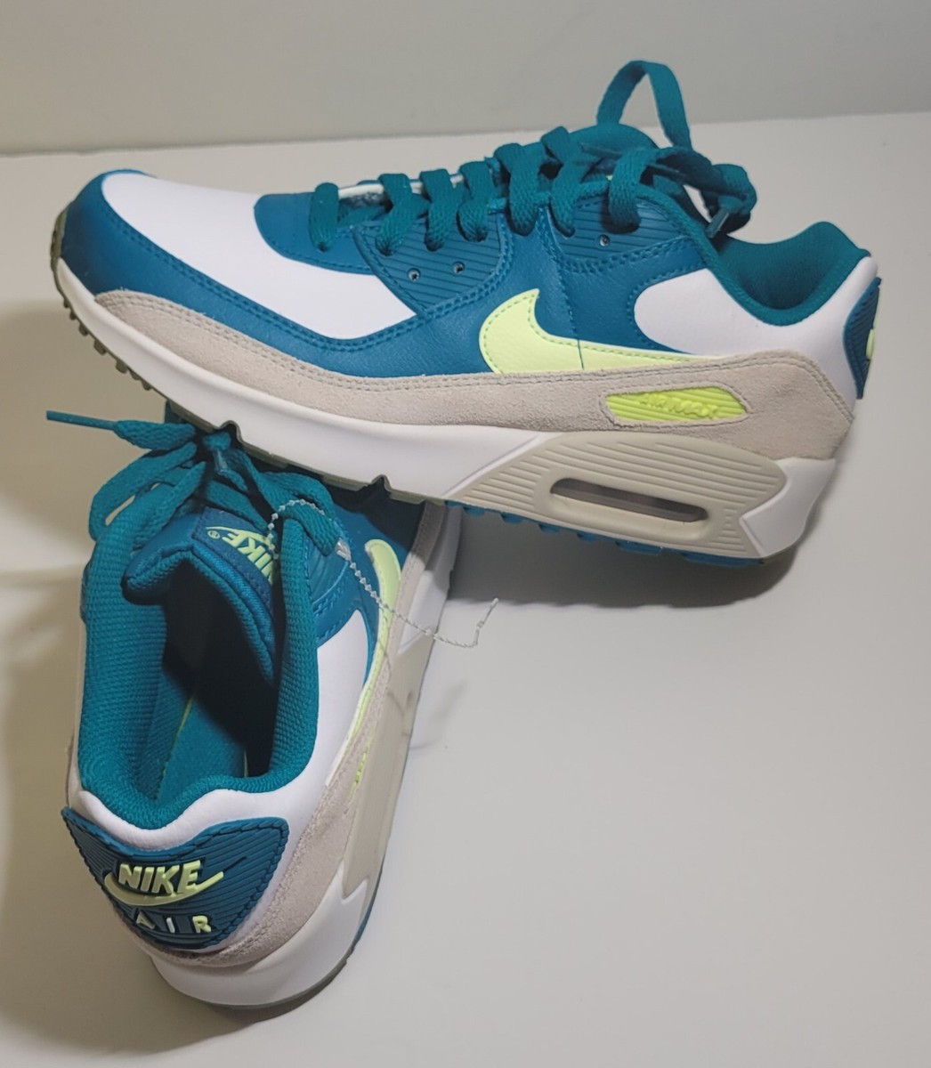 Nike Air Max 90 (GS) Size (7 Womens) Leather Shoes White Volt
