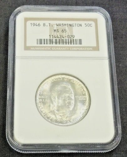 1946 BOOKER T WASHINGTON SILVER HALF 50c NGC MS65 WHITE (2364)