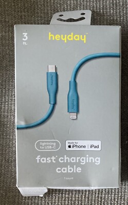 3' Lightning to USB-C Fast Charge Cable iPhone/iPad - heyday Teal MFI Certified