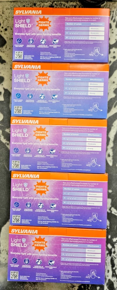 SYLVANIA 4 Pc LightSHIELD A19 Germicidal LED Light Bulb 8.5W=60W 5 Pack - Image 2 of 3