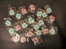New CASINO CHIP GOLD COLOR KEY RING CHAIN set of 22