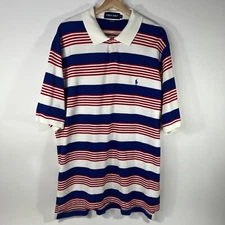 Vintage 90s Ralph Lauren Polo Golf Shirt Red White Blue Patriotic USA Men's XL