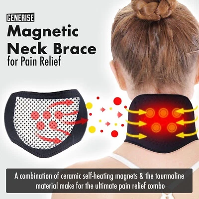 GENERISE Neck Support Brace Self Magnetic Pain Relief Heat Pad Tourmaline Adjustable