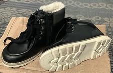 Old Navy Faux-Leather Lace-Up Sherpa-Lined Boots For Toddler Size 10