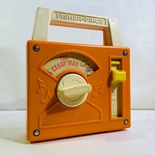 Fisher-Price Orange Wind Up Musical Radio The Candy Man Vintage 1978