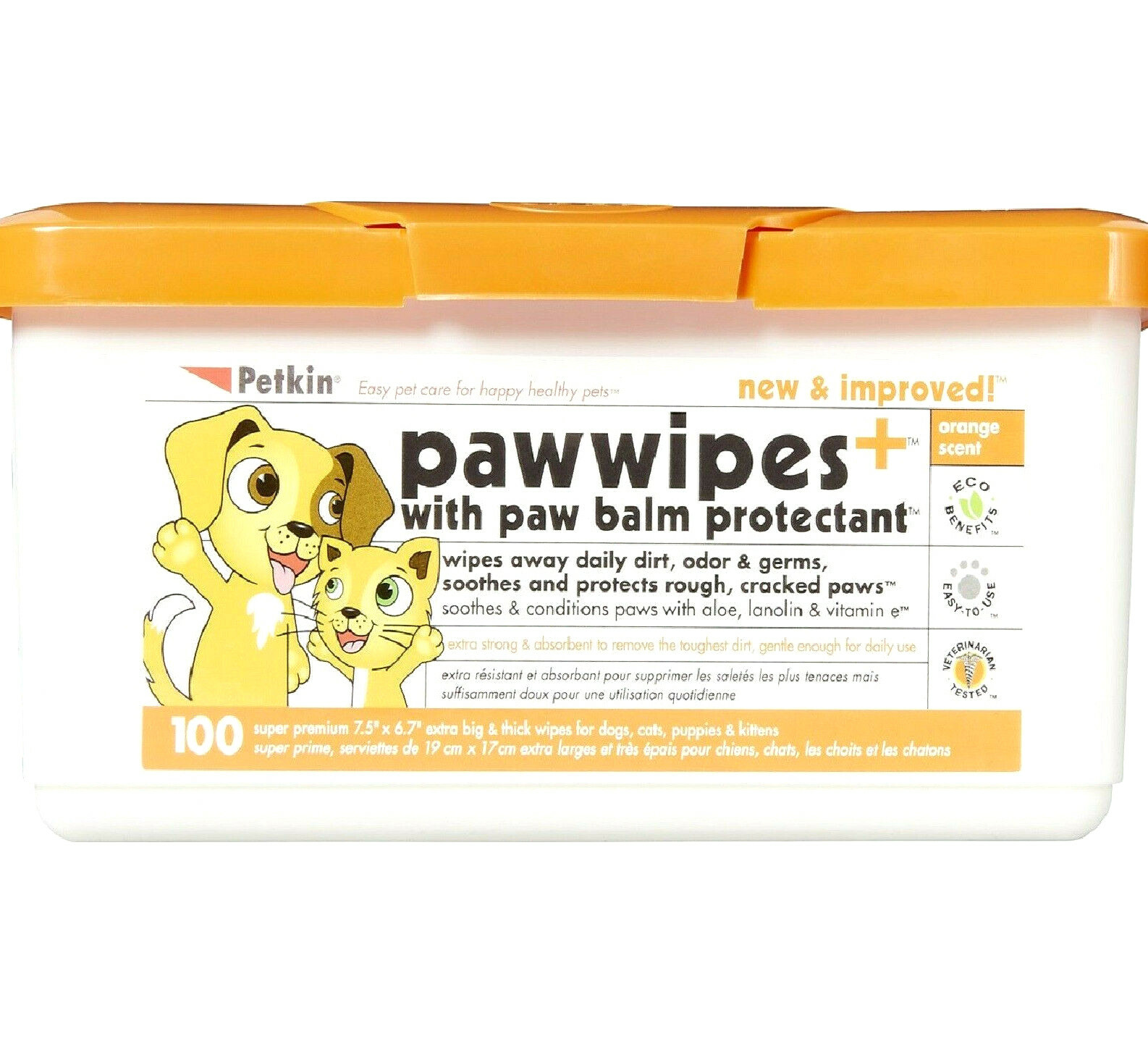 x100 PETKIN PAW WIPES : Hygiene 7.5"" x 6.7"" Cleaning Feet Balm bp Dog Cat Cleans