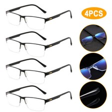 4Packs Mens Half Frame Blue Light Blocking Reading Glasses Spring Hinge Readers
