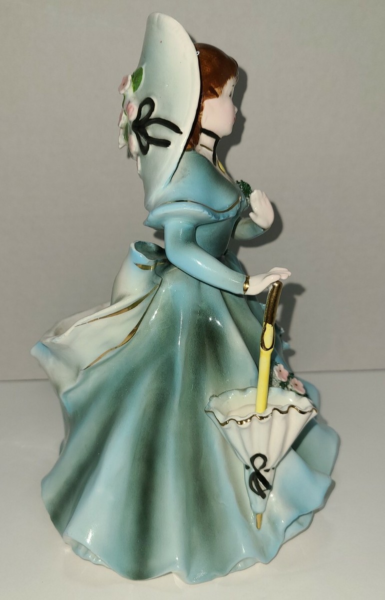 1957 Vintage Lefton Woman in Blue With Parasol Planter