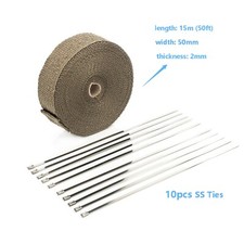Heat Wrap 2x 50ft Roll Titanium Header Pipe Lava Manifold Exhaust 10 Ties Atv