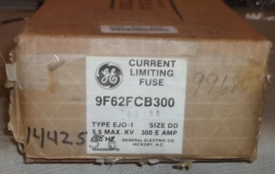GE 9F62FCB300  TYPE EJO-1 SIZE DD 300 AMP 60Hz 5.5 MAX KV CURRENT LIMITING FUSE