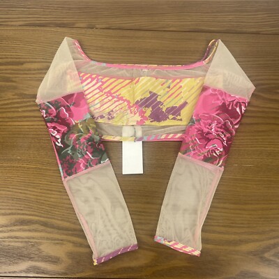 CZ Sport Crop Top Blouse Pink Floral Sz XS Festival Exercise Gym NWT New W/ Tag